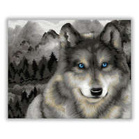 Számfestő Kékszemű farkas a hegyen - számfestő készlet