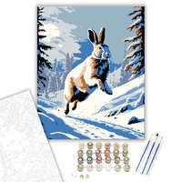 Creative Land Kft Téli Üdvözlet – Szökellő Nyúl - számfestő készlet – 40×50 cm (Keretre feszítve)