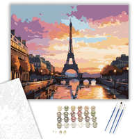 Creative Land Kft Napkelte az Eiffel-torony Fölött - számfestő készlet – 40×50 cm (Keretre feszítve)