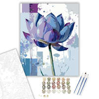 Creative Land Kft Lila és Kék Lótusz Absztrakt Formában - számfestő készlet – 40×50 cm (Keretre feszítve)