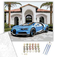 Creative Land Kft Kék Bugatti Chiron a Modern Villánál - számfestő készlet