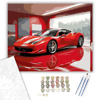 Creative Land Kft Fényes Piros Ferrari Showroom Világításban - számfestő készlet – 40×50 cm (Keretre feszítve)