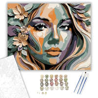 Creative Land Kft Virágos Arc Absztrakt Kompozíció - számfestő készlet – 40×50 cm (Keretre feszítve)