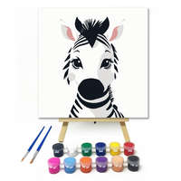 Creative Land Kft Mosolygós kis zebra - gyerek számfestő készlet – 20×20 cm (Keretre feszítve)