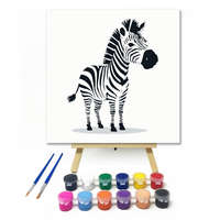 Creative Land Kft Csíkos zebra - gyerek számfestő készlet – 20×20 cm (Keretre feszítve)