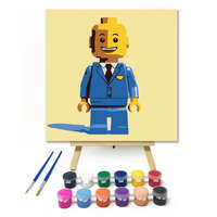Creative Land Kft Bábu kék ruhában - gyerek számfestő készlet – 20×20 cm (Keretre feszítve)