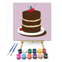 Creative Land Kft Csoki torta - gyerek számfestő készlet – 20×20 cm (Keretre feszítve)