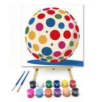 Creative Land Kft Színes pöttyös labda - gyerek számfestő készlet – 20×20 cm (Keretre feszítve)