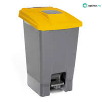 PLANET Szelektív hulladékgyűjtő konténer, műanyag, pedálos, fém színű, sárga, 100L