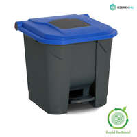 PLANET Szelektív hulladékgyűjtő konténer, műanyag, pedálos, antracit/kék, 30L