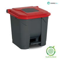 PLANET Szelektív hulladékgyűjtő konténer, műanyag, pedálos, antracit/piros, 30L