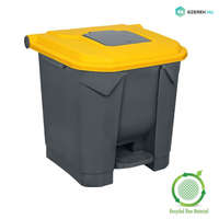 PLANET Szelektív hulladékgyűjtő konténer, műanyag, pedálos, antracit/sárga, 30L