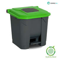 PLANET Szelektív hulladékgyűjtő konténer, műanyag, pedálos, antracit/zöld, 30L