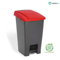 PLANET Szelektív hulladékgyűjtő konténer, műanyag, pedálos, antracit/piros, 70L