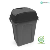 PLANET Hippo Billenős Szelektív hulladékgyűjtő szemetes, műanyag, antracit/fekete, 25L