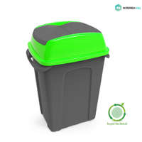 PLANET Hippo Billenős Szelektív hulladékgyűjtő szemetes, műanyag, antracit/zöld, 25L