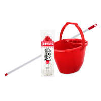 BONUS Bonus Felmosó szett-vödör PIROS 11L csavaró kosár, felmosó nyél 120cm CottonMop 160gr