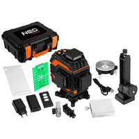 NEO TOOLS Neo Tools 75-141 Lézeres szintező, önbeálló, 4x360 fokos, 25m, 16 vonal, zöld, hordtáska, céltábla, mágneses tartó, töltő