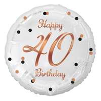 Happy Birthday 40 B&C White fólia lufi 36 cm
