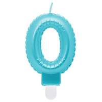 Kék 0-ás Pearly Light számgyertya, tortagyertya