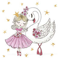 Balett, Balerina With Swan szalvéta 20 db-os 33x33 cm