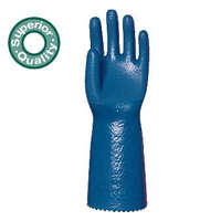 Europrotection Érdesített PVC védőkesztyű, 34 cm-es, kék, sav-, lúg-, olajálló 3768-70-es ***KIFUTÓ***