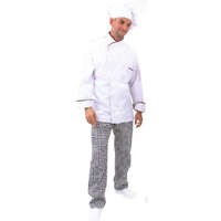 EP workwear Coverguard munkaruha, gasztro ruházat, hosszú ujjú fehér színű szakácskabát, séfkabát, bordó szegély 45900-910