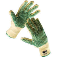 Cerva CHIFFCHAFF Mindkét kézen hordható kötött varratmentes munkavédelmi kesztyű közepes Kevlar szálból, mindkét oldalon PVC pöttyözéssel.