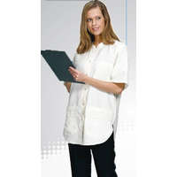 HT HT 209-es női köpeny, elöl gombos, álló galléros, lekerekített aljú modell, szegőzött dísszel. Fehé