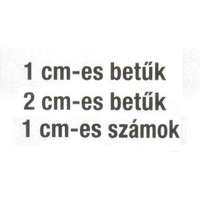 1 és 2 cm-es betük ívben, 1cm-es számok ívben