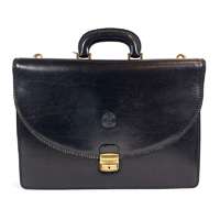 GIUDI Giudi íves fedeles, egy részes fekete bőr aktatáska G1901TV-03