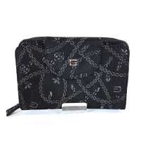 GIUDI GIUDI fekete, antracit nyomatos, közepes, nyelves, két oldalas pénz-és irattárca 6995AST-03