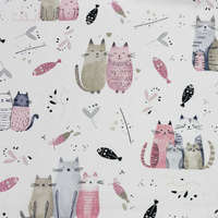 Canvas CICUSOK, cica mintás extra széles pamutvászon - rózsaszín