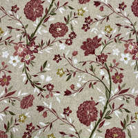 HomeTextiles BORDÓ VIRÁGOS, virág mintás bézs loneta lakástextil