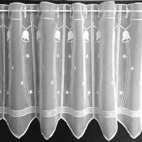 Vitrage HARANG, fehér-ezüst, karácsonyi hímzett vitrázs függöny, 45 cm magas, maradék darab: 4 minta
