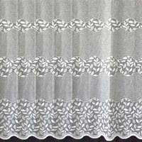 Curtain HERNÁD, leveles mintás, bordűrös fehér jacquard függöny anyag, 200 cm és 285 cm magas