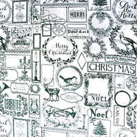 Cmixed FANFARE, zöld patchwork, vintage mintás, karácsonyi pamut-poliészter vászon anyag