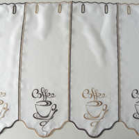 Vitrage COFFEE, hímzett, vitrázs függöny, kávéscsésze mintás - 45 cm magas - maradék darabok