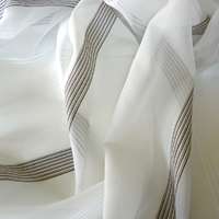 Curtain CSILLA, voile fényáteresztő függönyanyag, bézs selyemfényű csíkmintával, 180 cm magas
