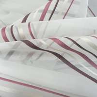 Curtain Bordó-bézs csíkos fehér voile fényáteresztő függöny anyag - maradék darab: 0,8 m