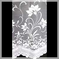 Curtain ÍRISZ, virágmintás fehér jacquard függönyanyag, 285 cm magas - maradék darab: 1,3m