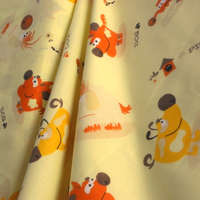 Canvas JOKE, vicces állatok, sárga gyerekmintás pamut vászon