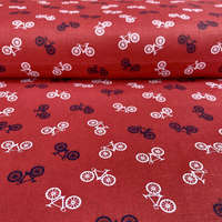 Canvas BIKE, bicikli mintás piros pamutvászon