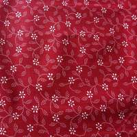 Canvas ILONKA, kékfestő mintás, leveles-virágos bordó pamutvászon