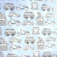 Canvas JÁRMŰVEK, busz, autó, motor pamutvászon - kék