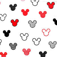 Canvas MICKEY mintás pamutvászon, extra széles, fehér-piros