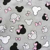 Canvas Rózsaszín masnis Minnie fej mintás pamutvászon, szürke