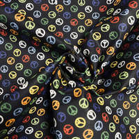 Canvas AKCIÓS! PEACE, békejel mintás pamutvászon - fekete