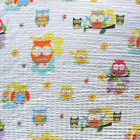 Crepe AKCIÓS! BUHO, bagoly mintás, fehér, pamut krepp vászon