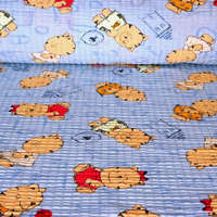 Crepe AKCIÓS! MICU, cica mintás pamut krepp vászon, kék